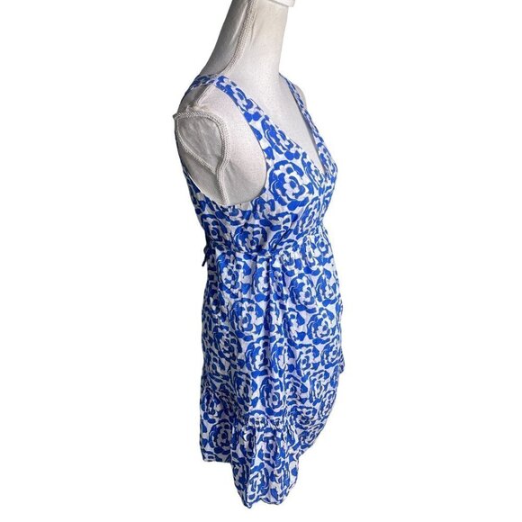 Thakoon Collective Printed Ruffle Dress Blue Womens Size 6 - Picture 6 of 12